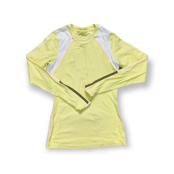 Lululemon Athletic Running Top Neon‎ Green Thumbholes Womens Size 4 - Picture 1 of 5